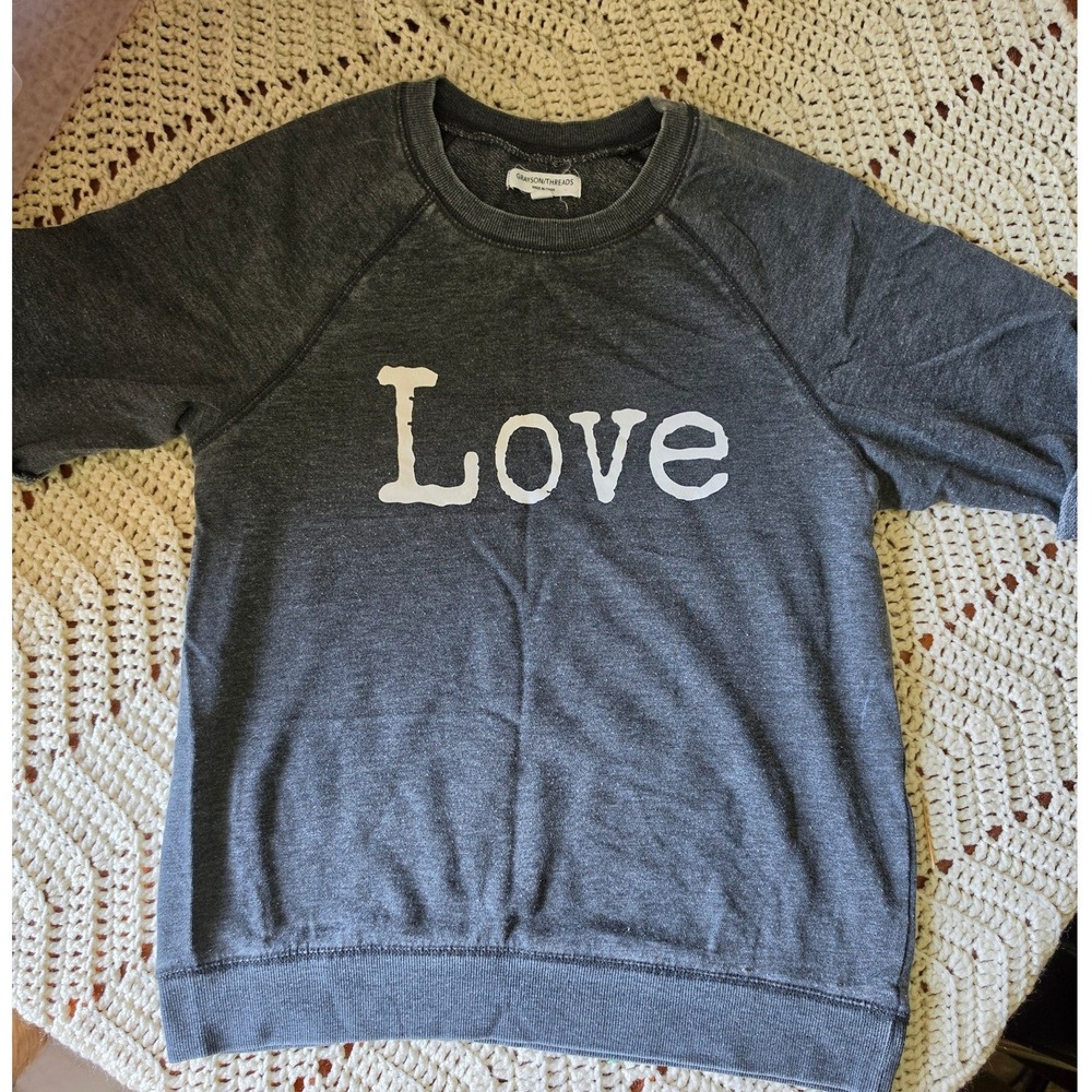Grayson Threads Womens Love Graphic Short Sleeve Sweatshirt Charcoal Gray Medium